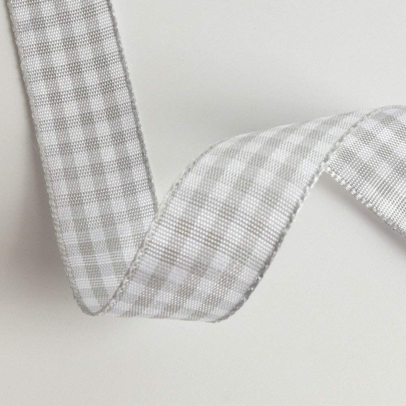 Micomon Gingham Ribbon - Gray and White, 25 Yards Each Roll, 100% Polyester (5/8"") - Image 4